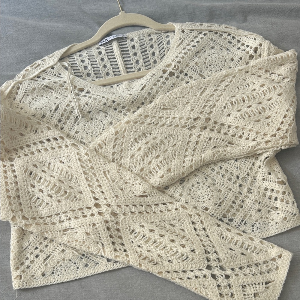 Zara Cream Crochet Sweater